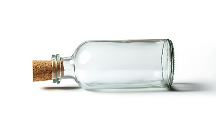 Empty Glass Bottle with Cork Lying Down