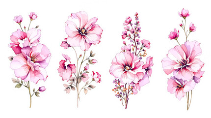 Obraz premium pink flowers isolated on white