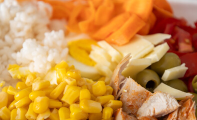 Colorful and tasty fresh salad. Unprocessed foods.