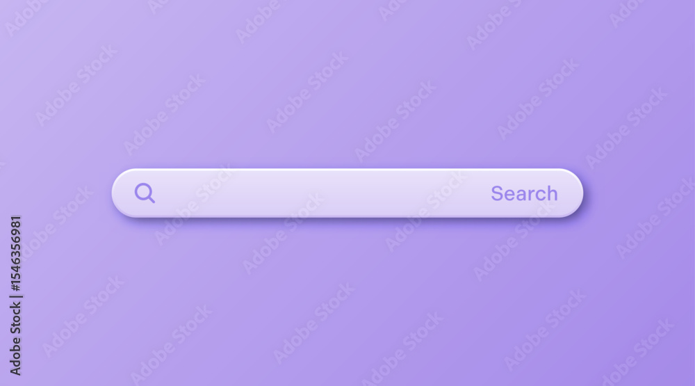 Fototapete Colorful 3d search bar template. Internet browser engine with search box, address bar and text field. UI design, website interface element with web icons and push button. Vector illustration