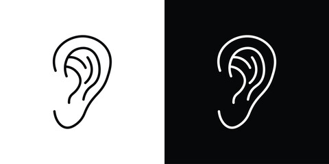 Ear icon in black. flat graphic vector icon