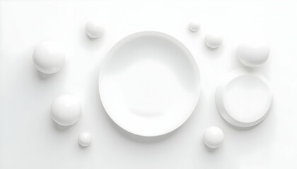 Abstract Composition of White Circles and Spheres on White