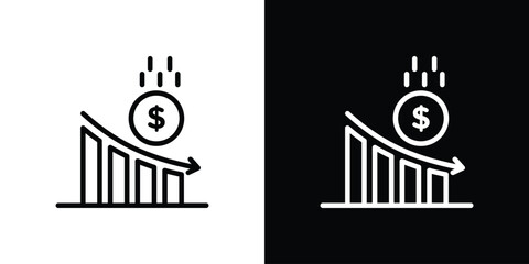 Obraz premium Economy crisis icon in black. flat graphic vector icon