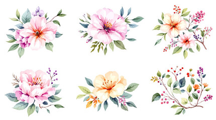Fototapeta premium set of pink flowers