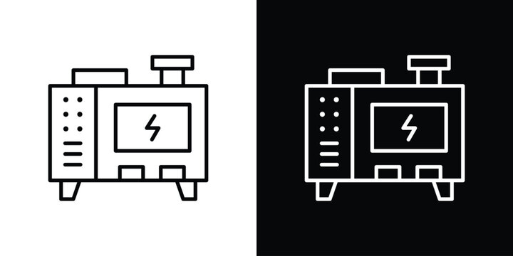 Electric generator icon in black. flat graphic vector icon