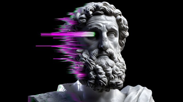 Glitched ancient Greek or Roman statue bust