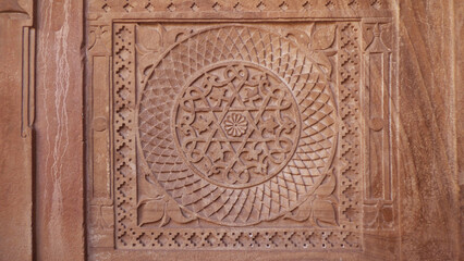 Intricate carvings in the interior of Gwalior fort, Madhya Pradesh, India
