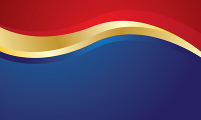 Obraz premium Red gold wave on blue background for certificate