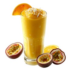 Vibrant highdefinition image of passionfruit smoothie and fruits
