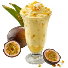 Vibrant highdefinition image of passionfruit smoothie and fruits