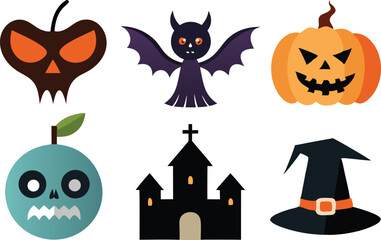 Fototapeta premium Halloween icons illustration set on white background