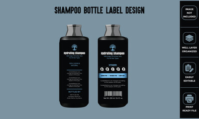 Shampoo Bottle Label Design for Hydrating Shampoo