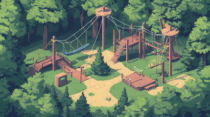 Pixel Art Adventure Camp Zip Lines Rope