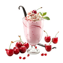 Highdefinition photo of cherry vanilla smoothie in glass