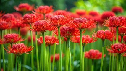 Obraz premium A cluster of red flowers with long