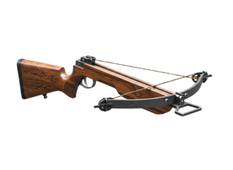 Ornate medieval crossbow isolated on transparent background