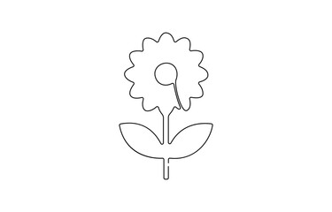 One single line drawing of beauty daisy flower isolated on white background. Beautiful flower concept hand draw design for posters, Black and white art, Continuous one single minimal line drawing.