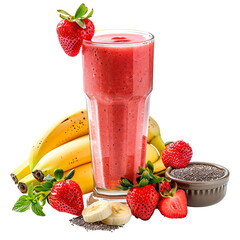 Vibrant Strawberry Banana Smoothie in Ultra Realistic UHD Photo