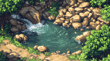 Pixel Art Creek Exploration Wading Areas B3787A99