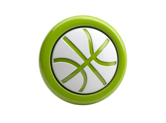 Green glossy basketball icon on black background, Isolated On White, Png Transparent