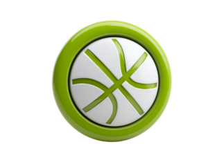 Green glossy basketball icon on black background, Isolated On White, Png Transparent