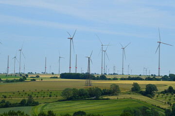 large wind farm or park near Etteln, a village in Paderborn, Germany, alternative energy, energy...