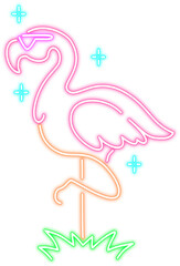 Neon Flamingo  Glowing Outline Illustration