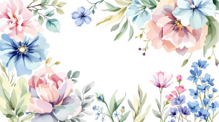 Set of spring flowers watercolor, set of colorful flowers