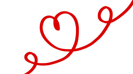 Hand drawn red heart with squiggle continuous line art doodles isolated on transparent background for valentine day, woman day, mother day greetings cards, poster, banner, cover.