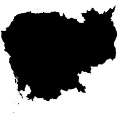 Cambodia Map Vector In Black