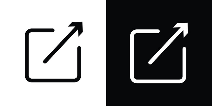 External link icon in black. flat graphic vector icon