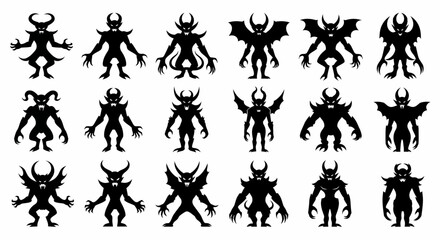 Silhouette Demon Collection Evil Supernatural Creatures Monsters Dark Spirits