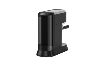 A sleek black electric coffee grinder designed for efficient grinding of coffee beans.