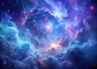 Dreamy nebula with pastel purple hues and swirling galactic clouds