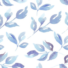 Seamless pattern with watercolor leaves