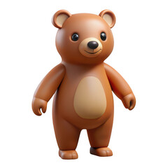 Obraz premium 3D Brown bear isolated on transparent background for animation, game design.