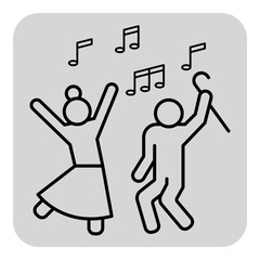 Two seniors enjoying lively dance together while music notes floating above. Celebration of life and community spirit in concept