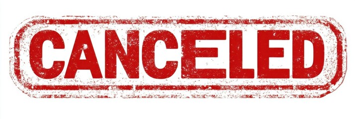 This image showcases a bold 'CANCELED' stamp, highlighting a commonly used term in official communications to denote cancellation or termination of events clearly.
