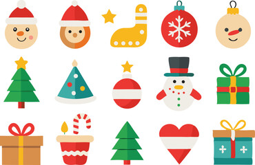 Fototapeta premium Christmas Clipart Set Featuring Cute Holiday Icons and Vector Elements