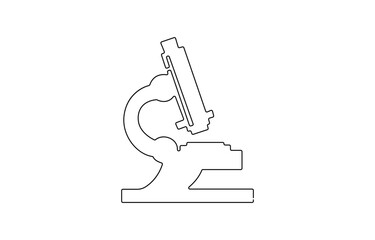Microscope labs in continuous one line drawing. Single line art illustration of laboratory equipment. Editable vector, Microscope in single line draw illustration. 