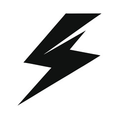Black Lightning Bolt Icon on White Background 