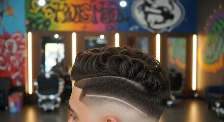 Man Getting Haircut with Style and Precision in Barber Shop