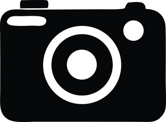 Simple black and white camera icon design for digital photography