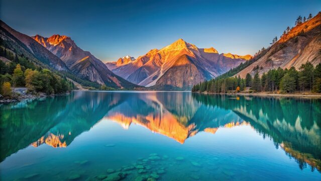 Serene Reflections of Shey Phoksundo Lake at Sunrise