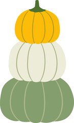 Hand drawn Stacked Autumn harvest farm fresh pumpkin. 
Three-layer pumpkin outline flat vector Illustration design.
Transparent background. SVG file.