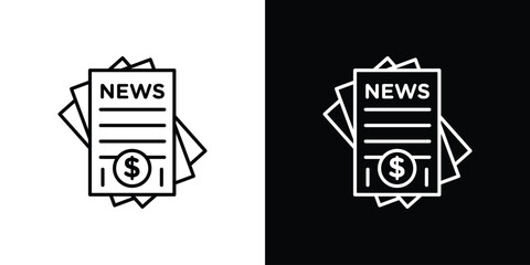 Financial news icon in black. flat graphic vector icon