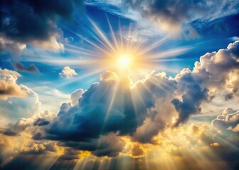 Cloudy sky with sunlight peeking through