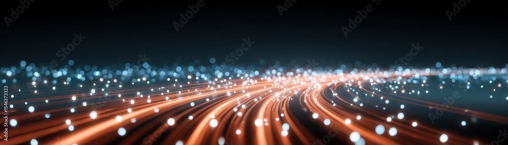Aufkleber Dynamic light trails create a mesmerizing effect against a dark background, showcasing the flow of movement in a modern setting.