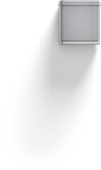 A simple metallic container with a blank label, suitable for various uses such as storage or packaging.