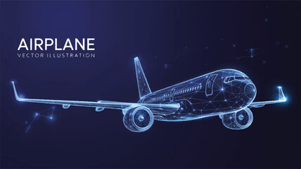 Futuristic Airplane Sleek Digital Vector Illustration